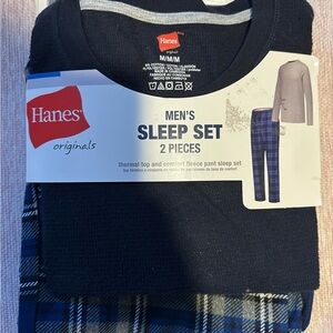 Hanes Men's Navy Plaid Sweatpants